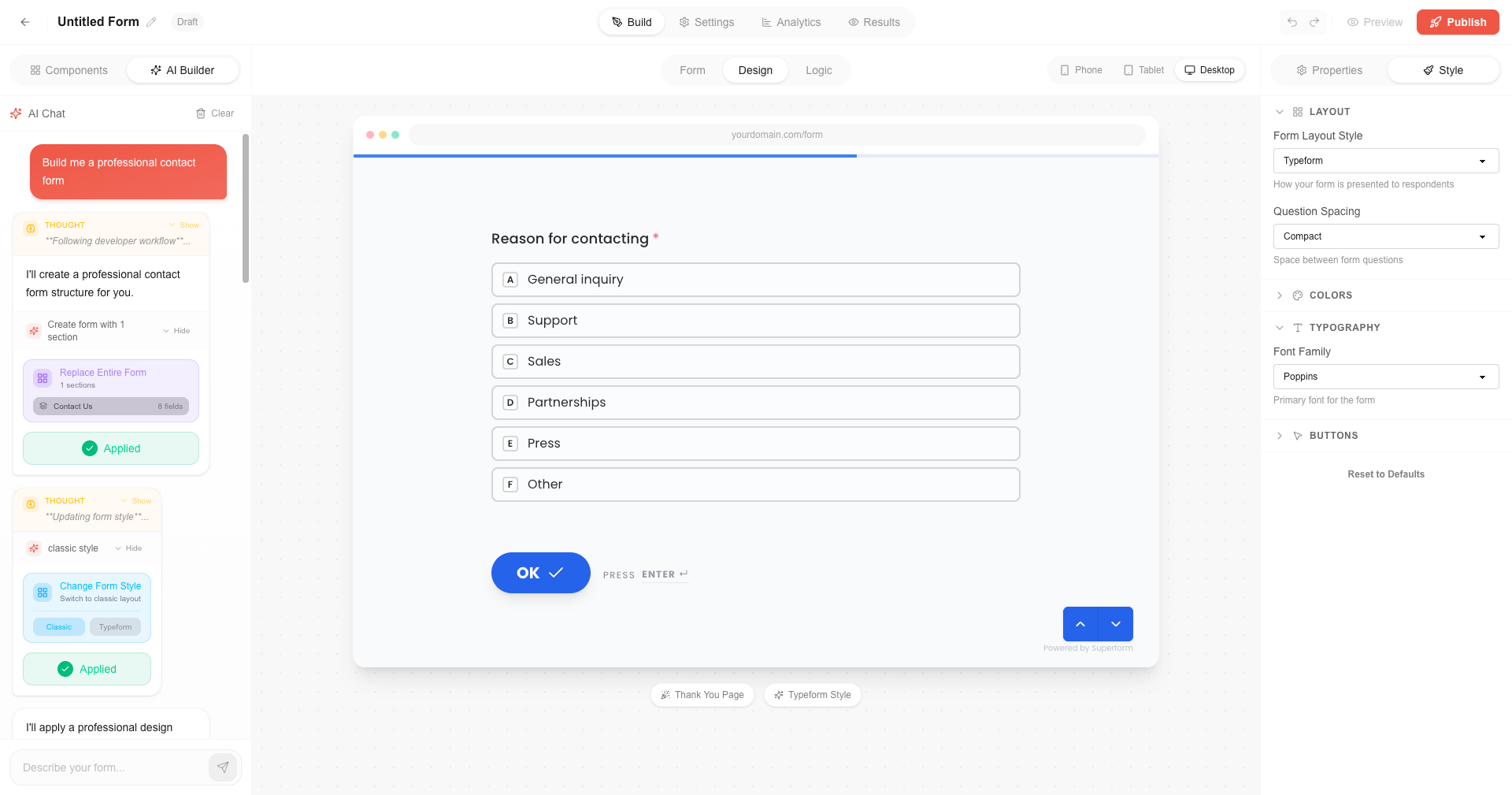 Superform Builder - AI-powered form creation with drag and drop